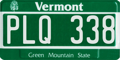 VT license plate PLQ338
