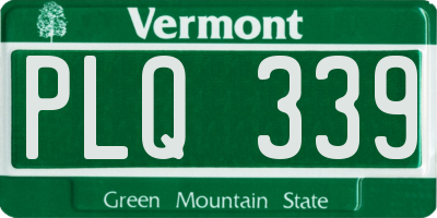 VT license plate PLQ339