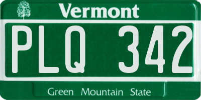 VT license plate PLQ342