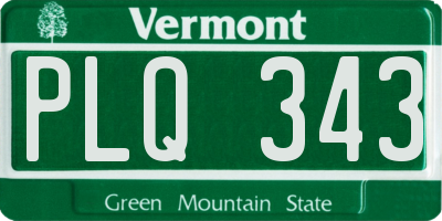 VT license plate PLQ343