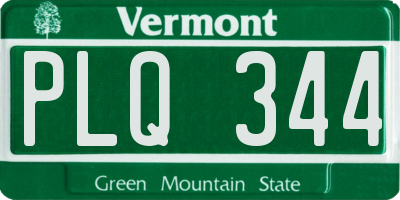 VT license plate PLQ344