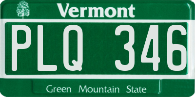 VT license plate PLQ346