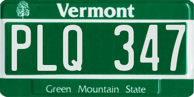 VT license plate PLQ347