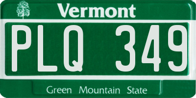 VT license plate PLQ349