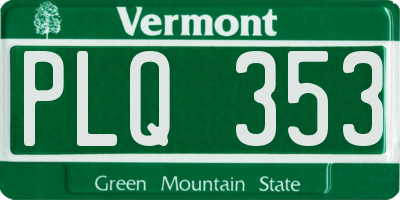 VT license plate PLQ353