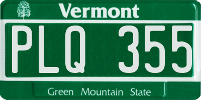 VT license plate PLQ355