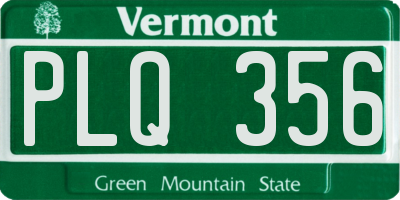 VT license plate PLQ356