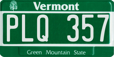 VT license plate PLQ357