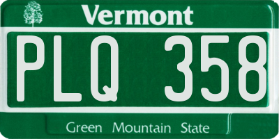 VT license plate PLQ358