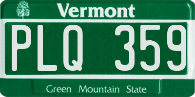 VT license plate PLQ359