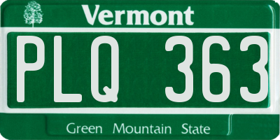 VT license plate PLQ363