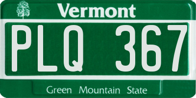 VT license plate PLQ367