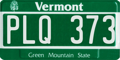 VT license plate PLQ373