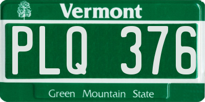 VT license plate PLQ376