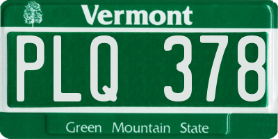 VT license plate PLQ378