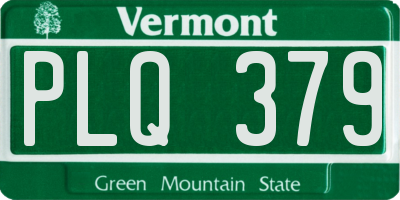 VT license plate PLQ379