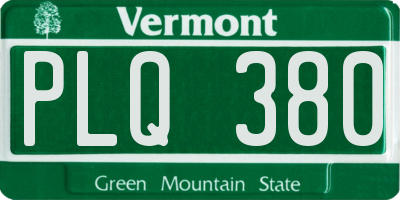 VT license plate PLQ380