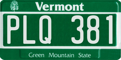 VT license plate PLQ381