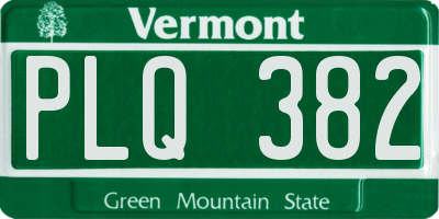 VT license plate PLQ382