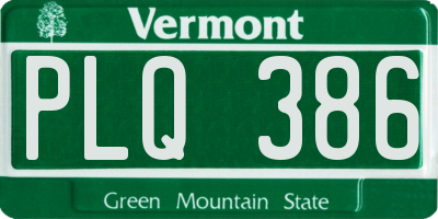 VT license plate PLQ386