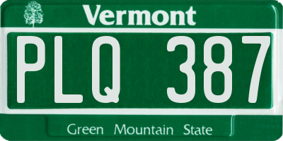 VT license plate PLQ387