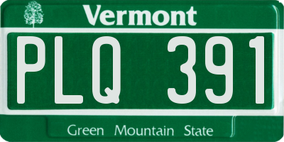 VT license plate PLQ391