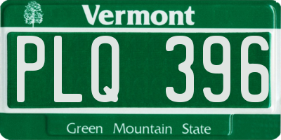 VT license plate PLQ396
