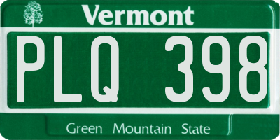 VT license plate PLQ398