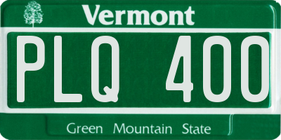 VT license plate PLQ400