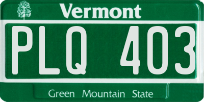 VT license plate PLQ403