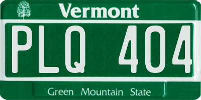 VT license plate PLQ404