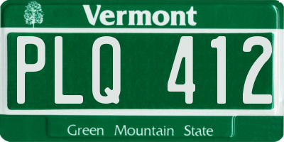 VT license plate PLQ412