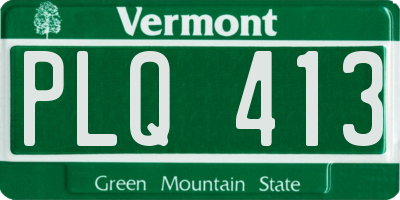 VT license plate PLQ413