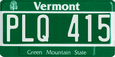 VT license plate PLQ415