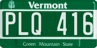 VT license plate PLQ416