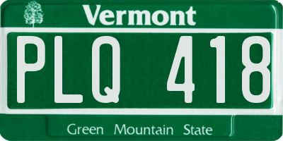 VT license plate PLQ418
