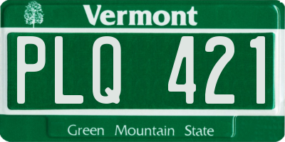 VT license plate PLQ421