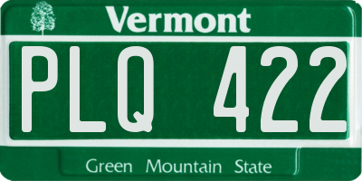 VT license plate PLQ422