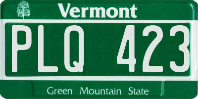 VT license plate PLQ423