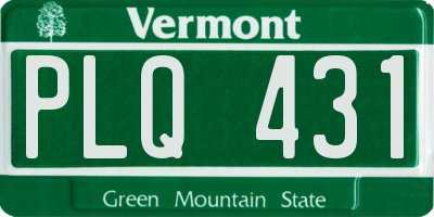 VT license plate PLQ431