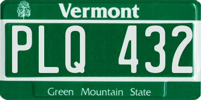 VT license plate PLQ432