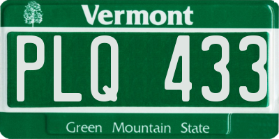VT license plate PLQ433