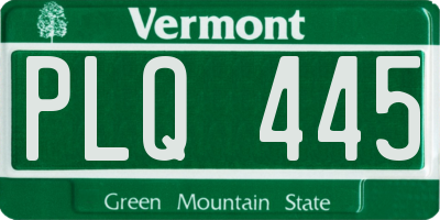 VT license plate PLQ445