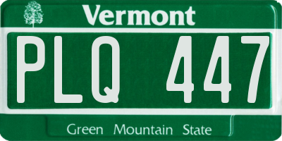 VT license plate PLQ447
