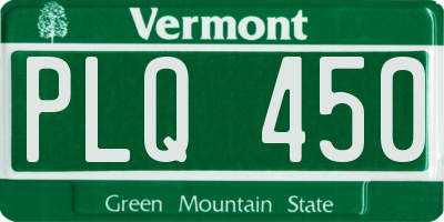 VT license plate PLQ450