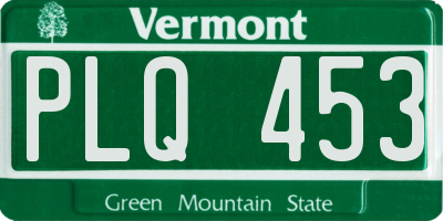 VT license plate PLQ453