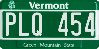 VT license plate PLQ454