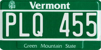 VT license plate PLQ455