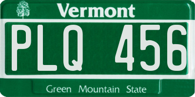 VT license plate PLQ456
