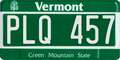 VT license plate PLQ457